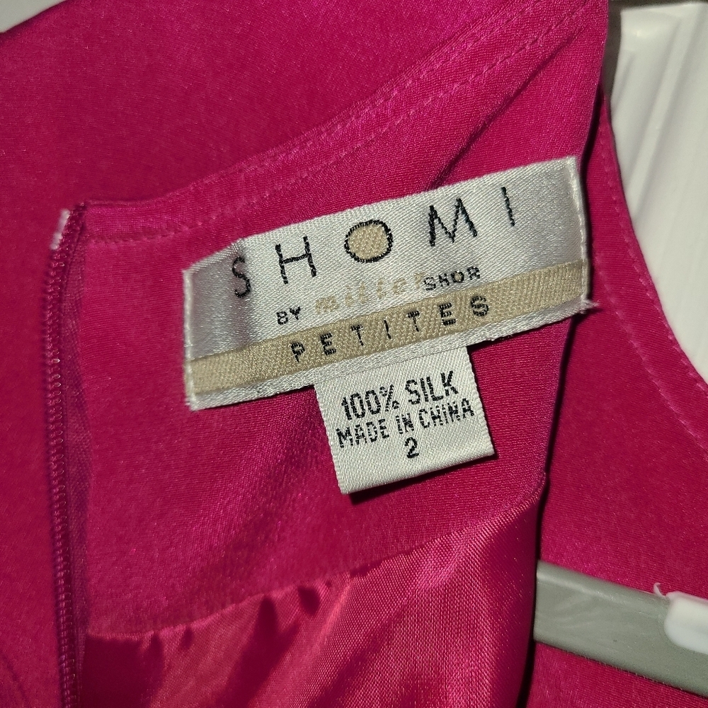 100% SILK SHOMI fuchsia pink mini dress size 2 euc vintage - Picture 4 of 13